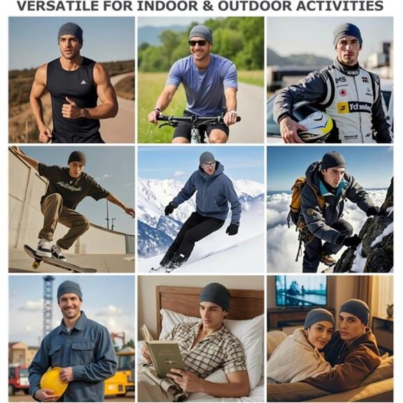 Mens Womens Cotton Skull Cap 2 Pack Beanie Sleep Hat Lightweight Helmet Liner - Picture 6 of 7